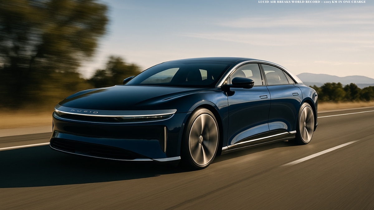 lucid air world record, Lucid air breaks world record - 1205 Km in one charge